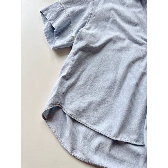 XIRENA Chayse Blue Dove Cotton Denim Cropped Shirt Blouse Top, Size S - Picture 7 of 12